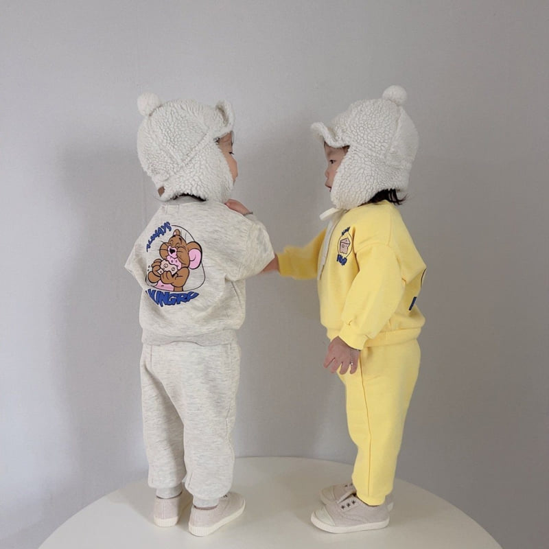 Moran - Korean Children Fashion - #childrensboutique - Fleece Cheese Top Bottom Set - 8
