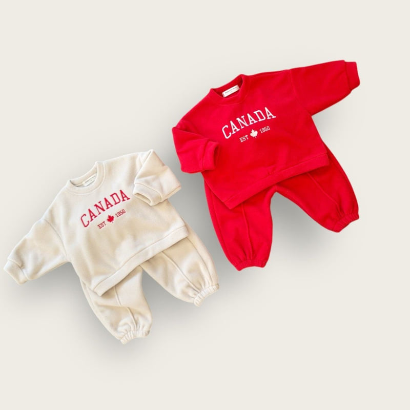 Moran - Korean Children Fashion - #childrensboutique - Fleece Canada Top Bottom Set - 7