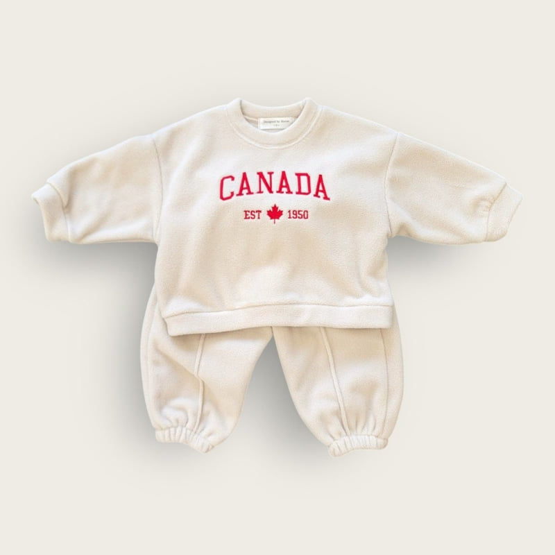 Moran - Korean Children Fashion - #designkidswear - Fleece Canada Top Bottom Set - 8
