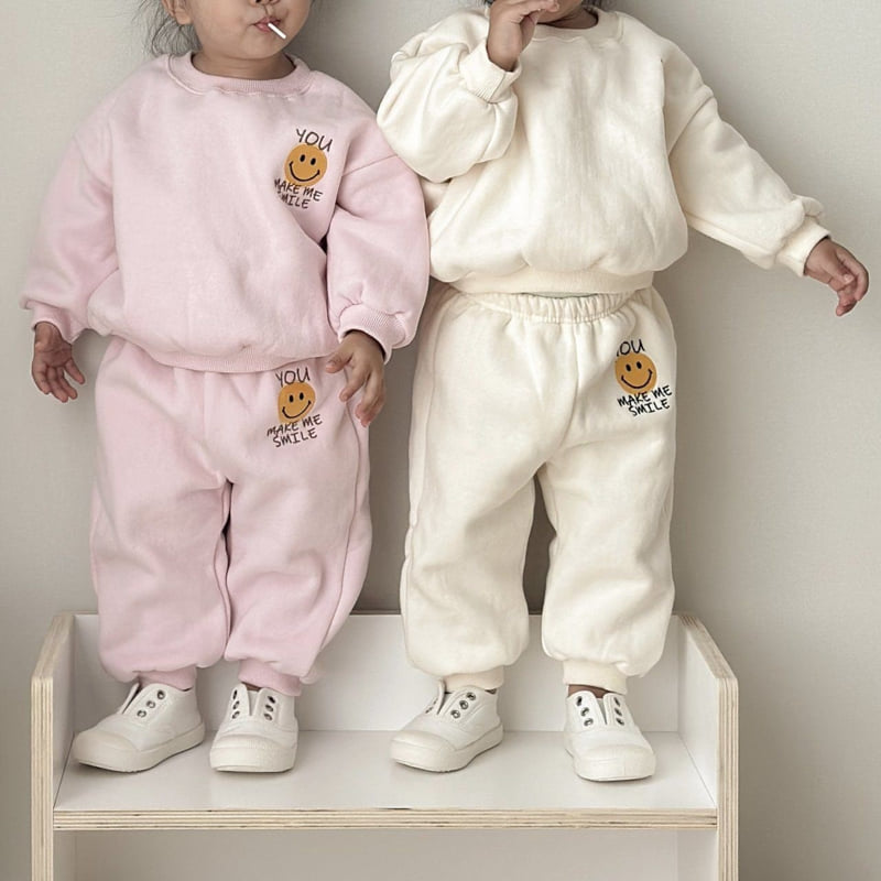 Moran - Korean Children Fashion - #designkidswear - You Smile Fleece Top Bottom Set - 6