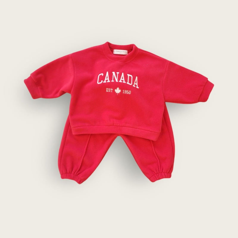 Moran - Korean Children Fashion - #discoveringself - Fleece Canada Top Bottom Set - 9