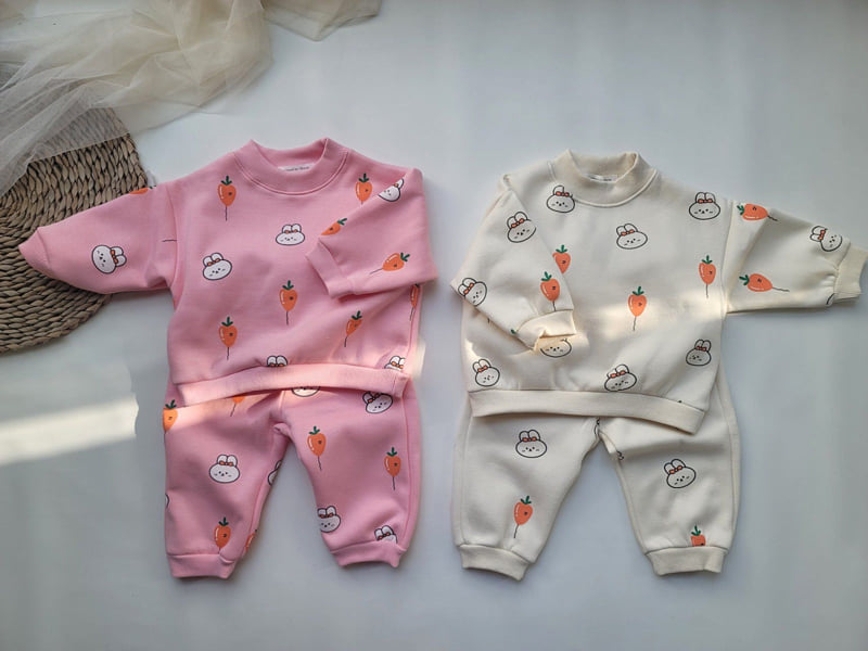 Moran - Korean Children Fashion - #discoveringself - Fleece Carrot Balloon Top Bottom Set
