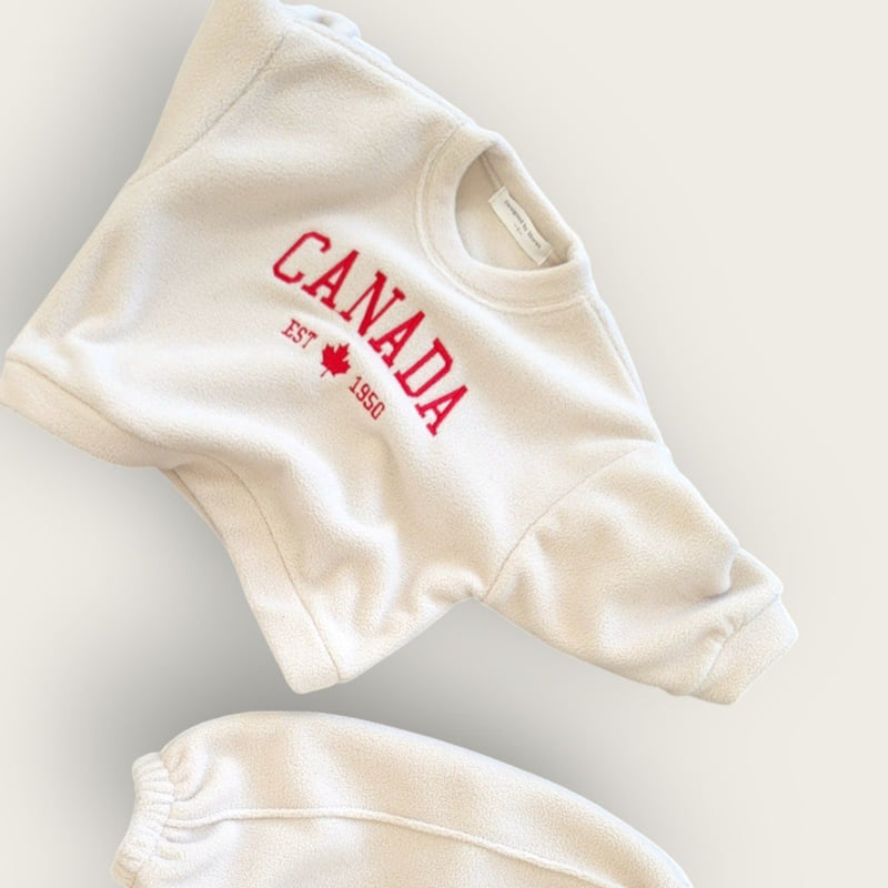 Moran - Korean Children Fashion - #fashionkids - Fleece Canada Top Bottom Set - 10