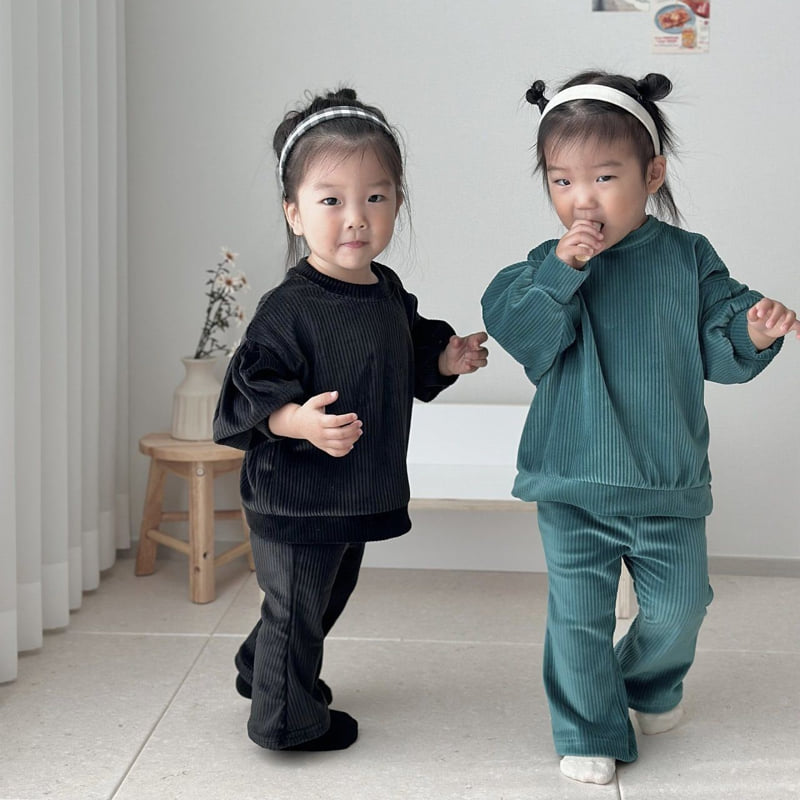 Moran - Korean Children Fashion - #fashionkids - Soft Bootcut Top Bottom Set - 11