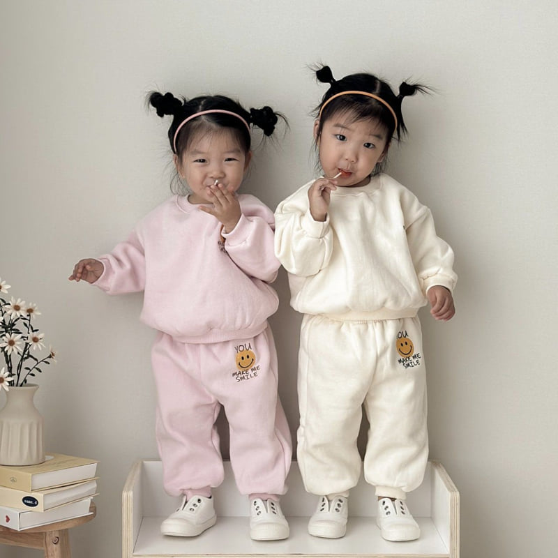 Moran - Korean Children Fashion - #fashionkids - You Smile Fleece Top Bottom Set - 8