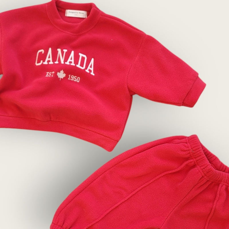 Moran - Korean Children Fashion - #kidsshorts - Fleece Canada Top Bottom Set - 11