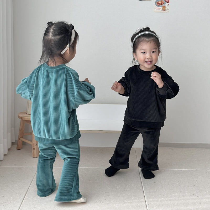 Moran - Korean Children Fashion - #kidsshorts - Soft Bootcut Top Bottom Set - 12