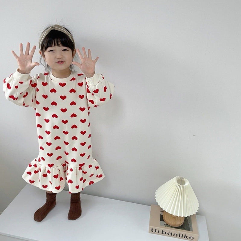 Moran - Korean Children Fashion - #kidsshorts - Heart Fleece One-piece