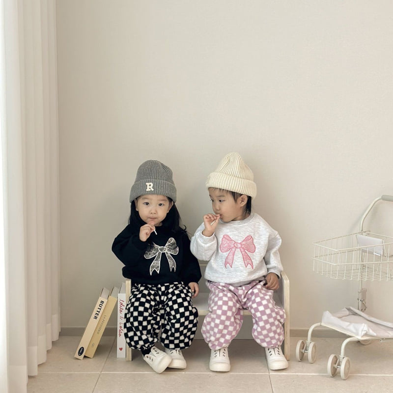 Moran - Korean Children Fashion - #kidsshorts - Fleece Ribbon Sweatshirt