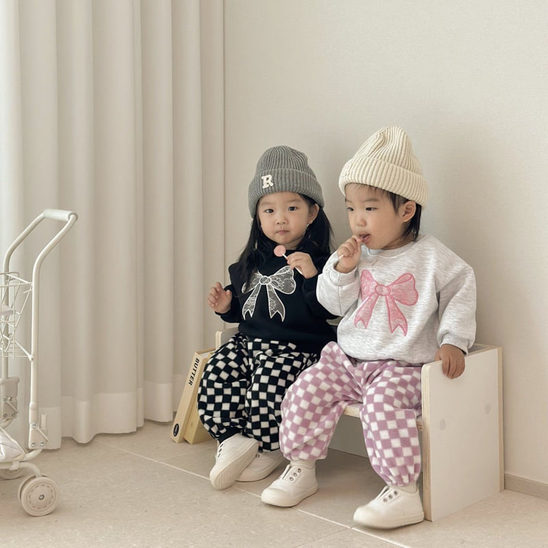 Moran - Korean Children Fashion - #kidsstore - Fleece Ribbon Sweatshirt - 2