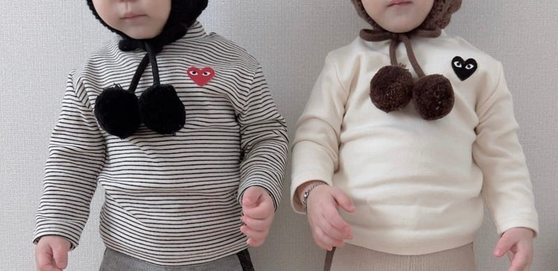Moran - Korean Children Fashion - #littlefashionista - Heart Turtleneck Tee - 8