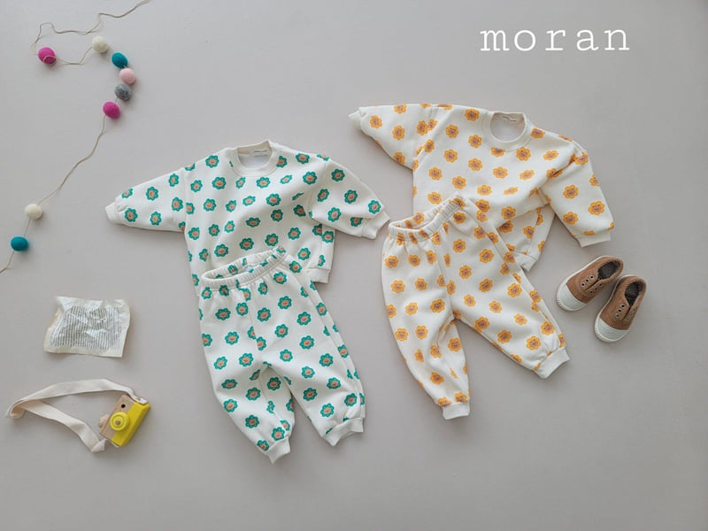 Moran - Korean Children Fashion - #littlefashionista - Fleece Bear Flower Top Bottom Set - 9