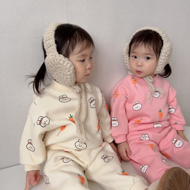 Moran - Korean Children Fashion - #magicofchildhood - Fleece Carrot Balloon Top Bottom Set - 8