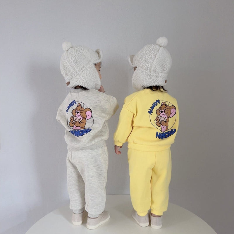 Moran - Korean Children Fashion - #minifashionista - Fleece Cheese Top Bottom Set - 2