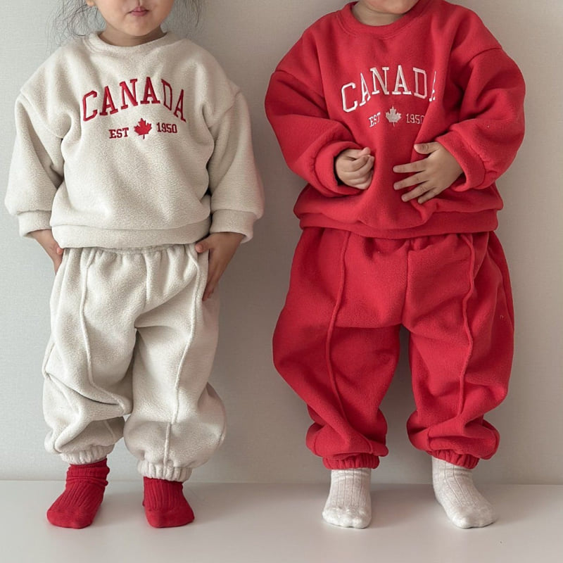 Moran - Korean Children Fashion - #minifashionista - Fleece Canada Top Bottom Set