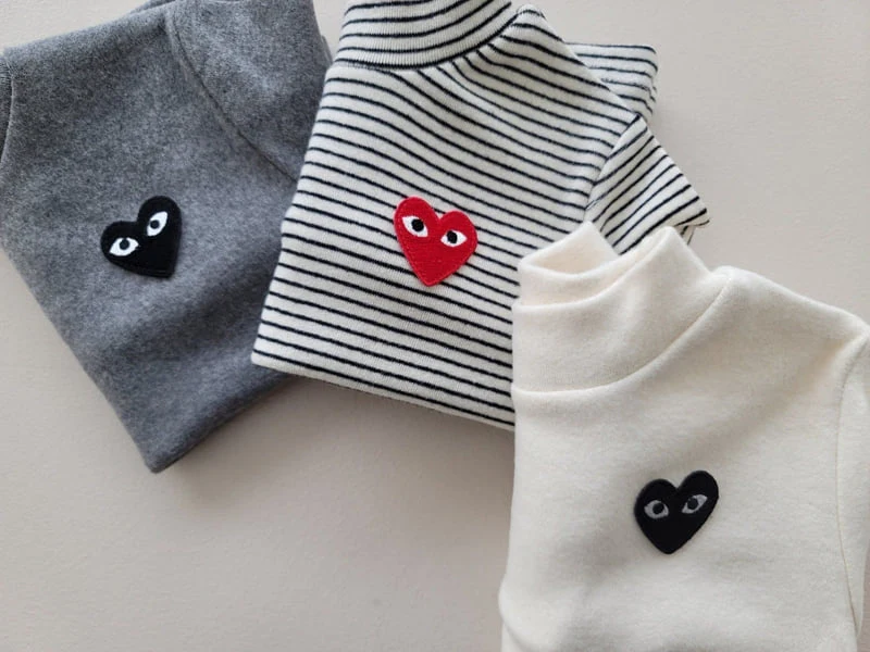 Moran - Korean Children Fashion - #minifashionista - Heart Turtleneck Tee - 10
