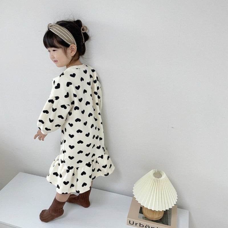 Moran - Korean Children Fashion - #minifashionista - Heart Fleece One-piece - 7