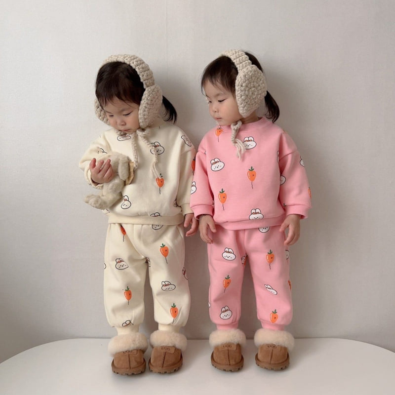 Moran - Korean Children Fashion - #minifashionista - Fleece Carrot Balloon Top Bottom Set - 9
