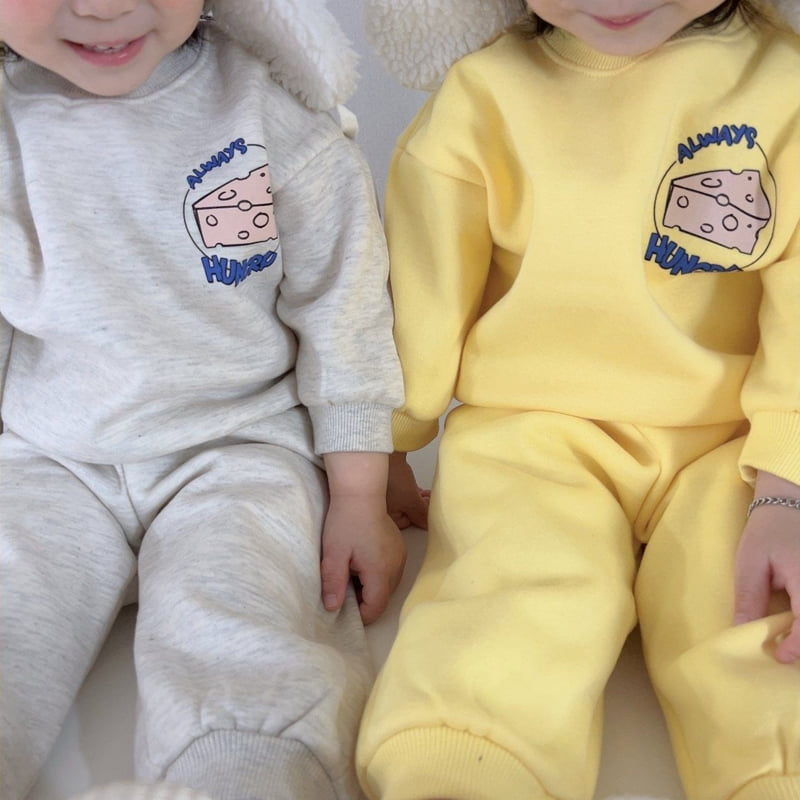 Moran - Korean Children Fashion - #stylishchildhood - Fleece Cheese Top Bottom Set - 6