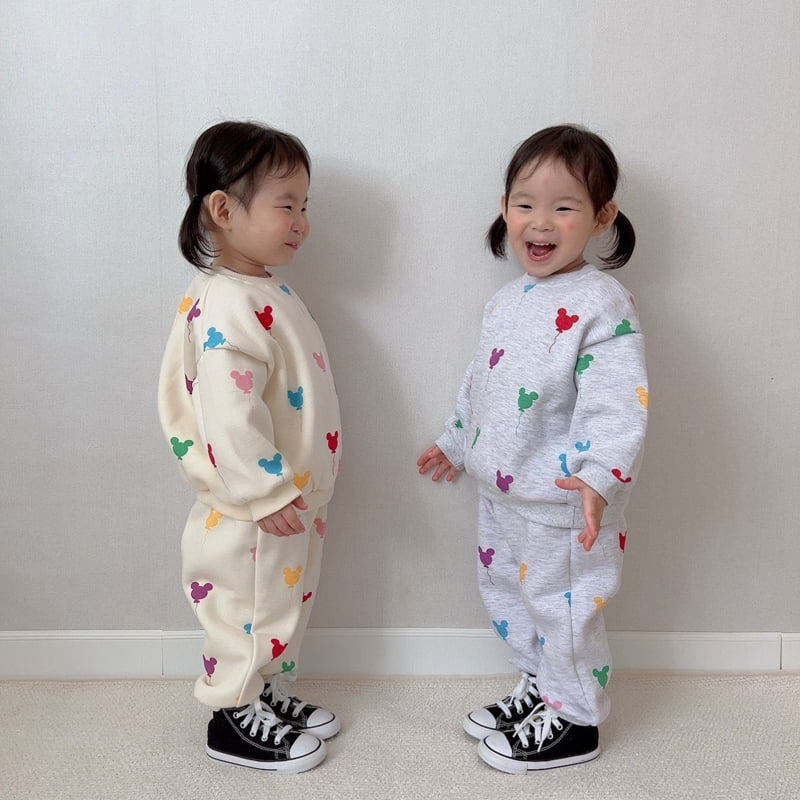 Moran - Korean Children Fashion - #stylishchildhood - Fleece Balloon Top Bottom Set - 3
