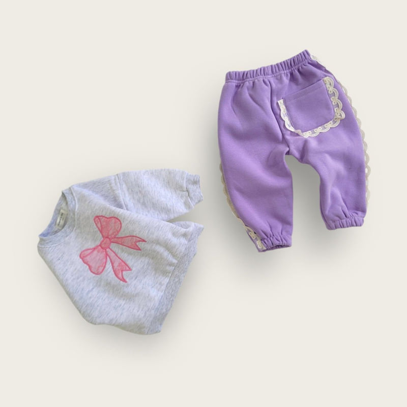 Moran - Korean Children Fashion - #stylishchildhood - Fleece Ribbon Sweatshirt - 11