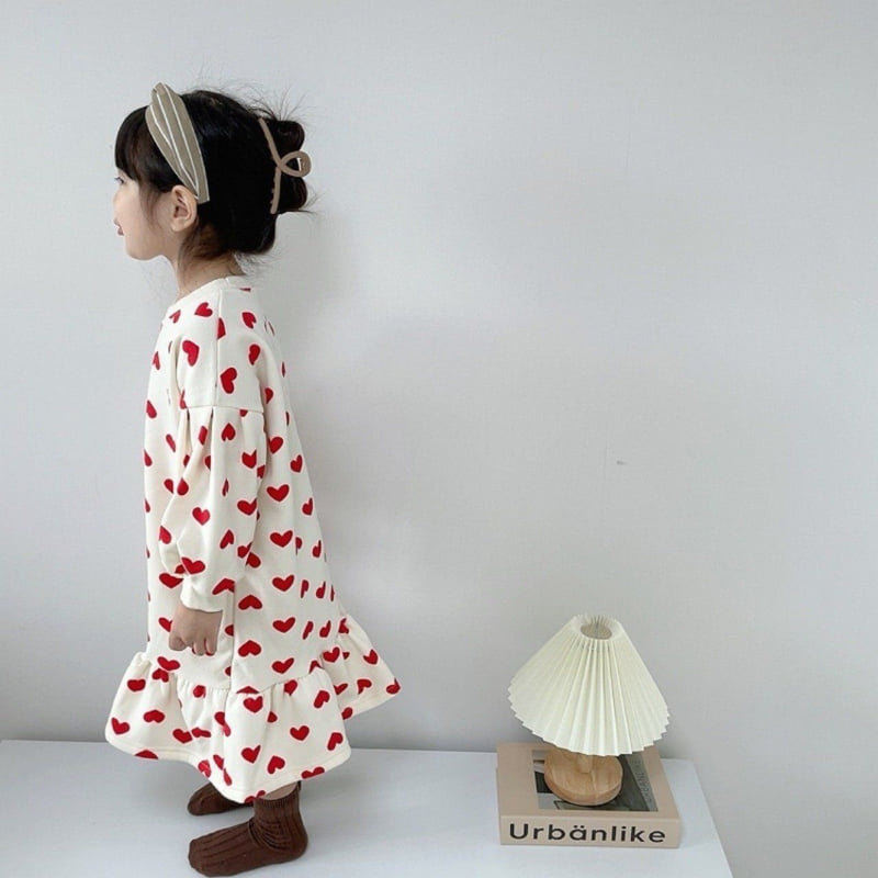 Moran - Korean Children Fashion - #todddlerfashion - Heart Fleece One-piece - 9