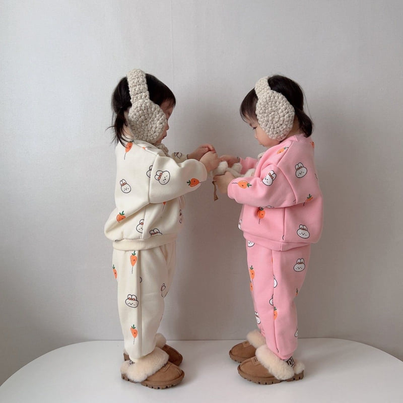 Moran - Korean Children Fashion - #toddlerclothing - Fleece Carrot Balloon Top Bottom Set - 12