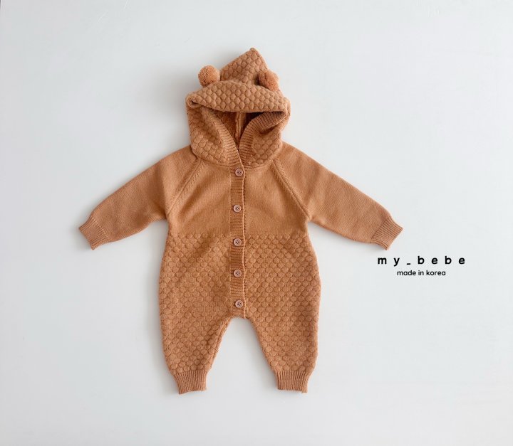 My Bebe - Korean Baby Fashion - #babyboutique - Pom Pom Hoodie Knit Suit - 9