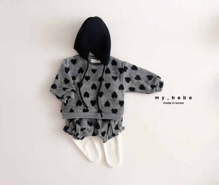 My Bebe - Korean Baby Fashion - #babyboutiqueclothing - Heart Jacquard Bloomer Set - 5