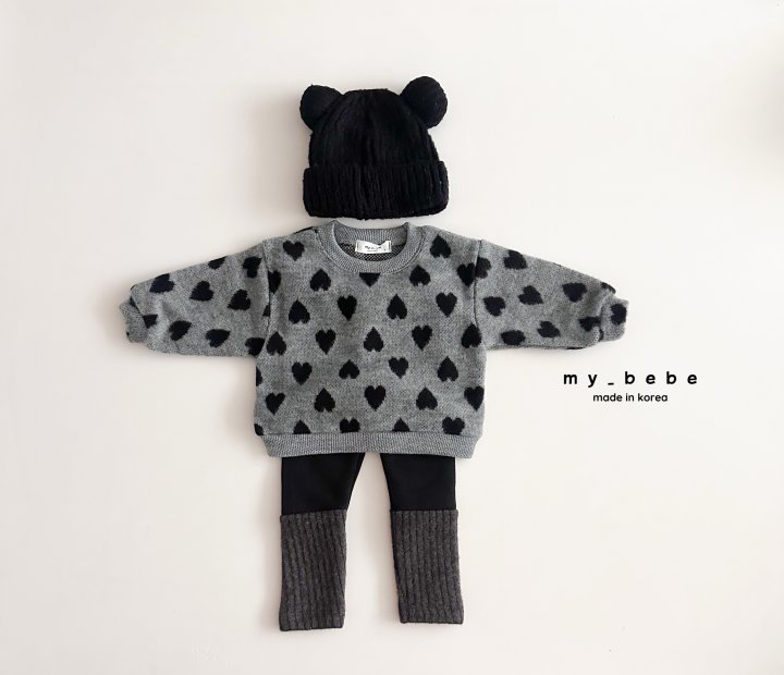 My Bebe - Korean Baby Fashion - #babyclothing - Heart Jacquard Bloomer Set - 6