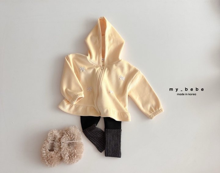 My Bebe - Korean Baby Fashion - #babyclothing - Velour Frill Hoodie Zip-Up - 11