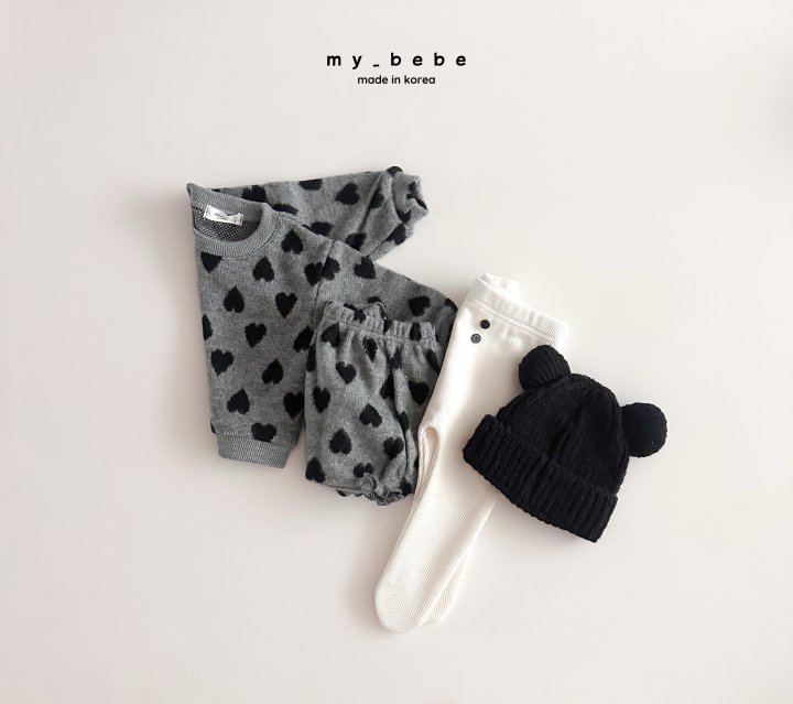My Bebe - Korean Baby Fashion - #babyfashion - Heart Jacquard Bloomer Set - 7