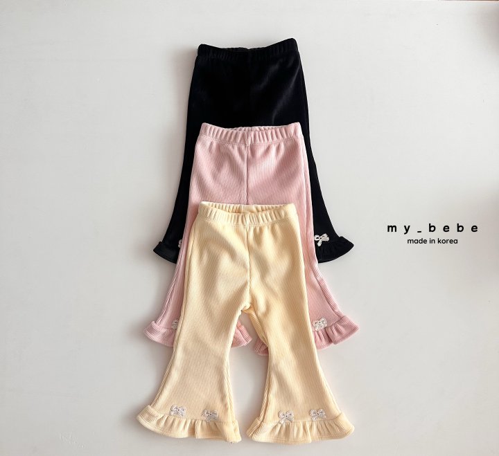 My Bebe - Korean Baby Fashion - #babyfashion - Velour Frill Bootcut Pants