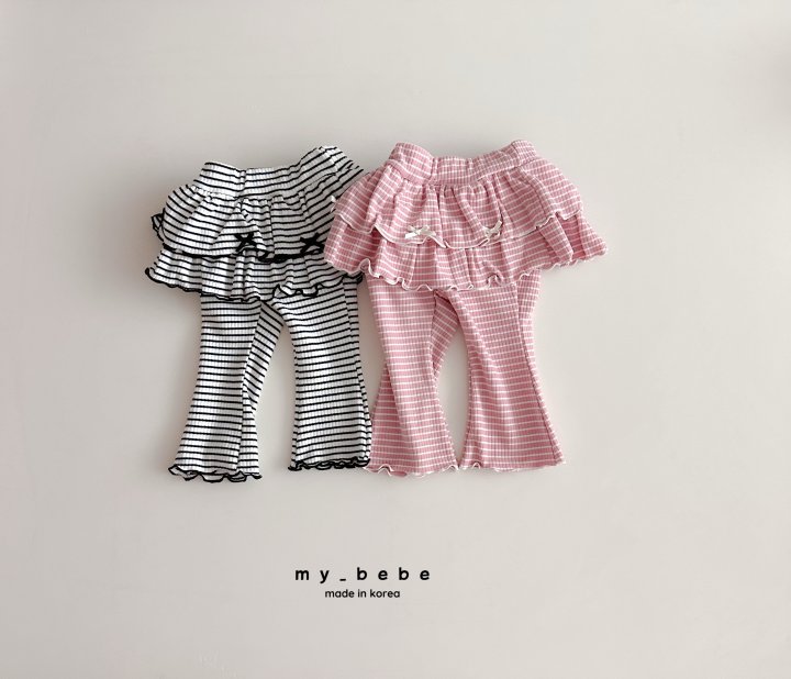 My Bebe - Korean Baby Fashion - #babygirlfashion - Tiered Frill Bootcut Pants - 2