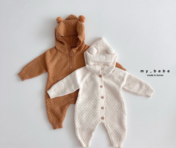 My Bebe - Korean Baby Fashion - #babylifestyle - Pom Pom Hoodie Knit Suit