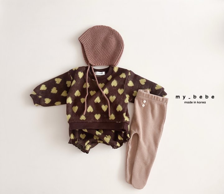 My Bebe - Korean Baby Fashion - #babylifestyle - Heart Jacquard Bloomer Set - 10