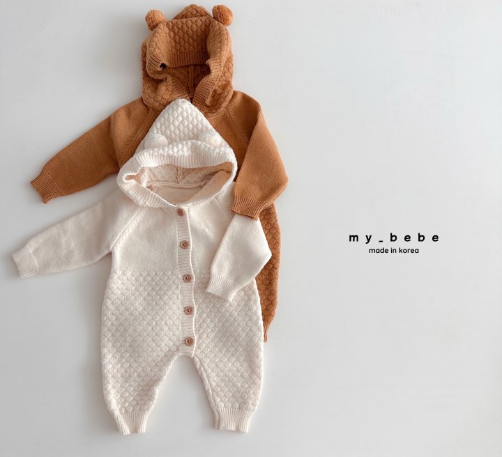 My Bebe - Korean Baby Fashion - #babyoninstagram - Pom Pom Hoodie Knit Suit - 2