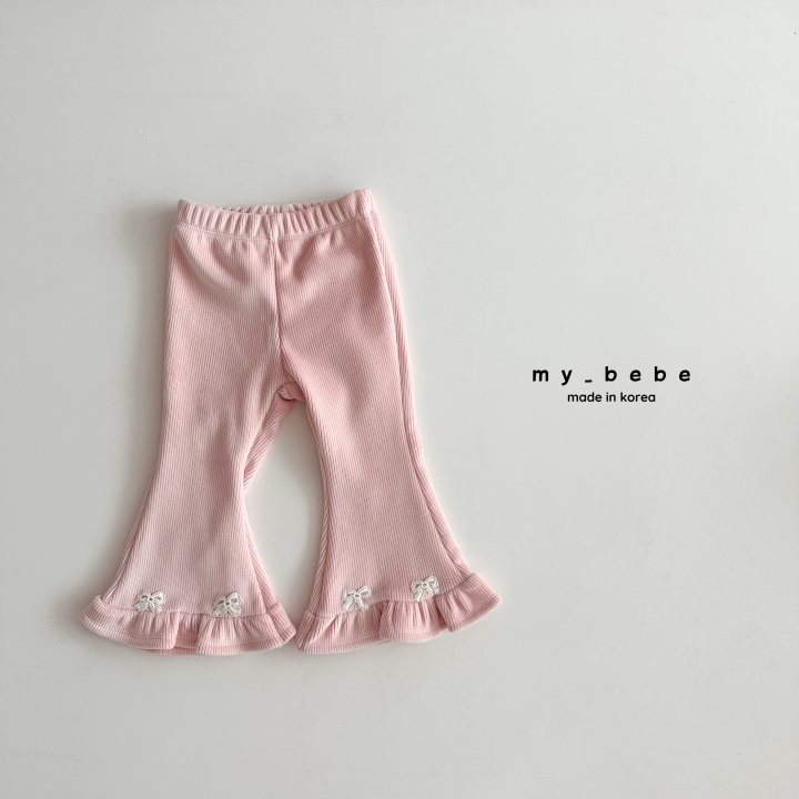 My Bebe - Korean Baby Fashion - #babyoninstagram - Velour Frill Bootcut Pants - 5