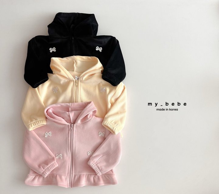 My Bebe - Korean Baby Fashion - #babyoninstagram - Velour Frill Hoodie Zip-Up