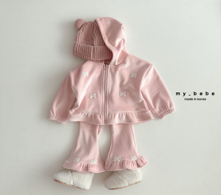 My Bebe - Korean Baby Fashion - #babyootd - Velour Frill Bootcut Pants - 6
