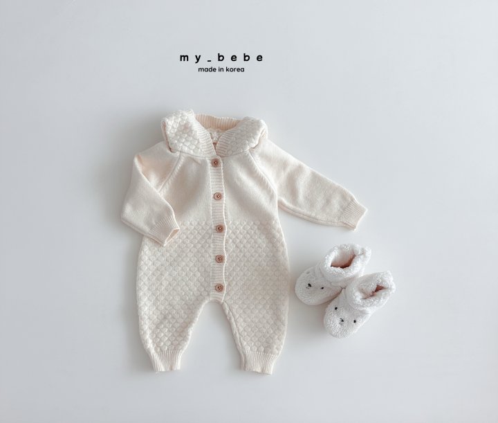 My Bebe - Korean Baby Fashion - #babyoutfit - Pom Pom Hoodie Knit Suit - 5