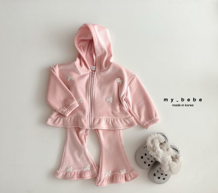 My Bebe - Korean Baby Fashion - #babyoutfit - Velour Frill Bootcut Pants - 7