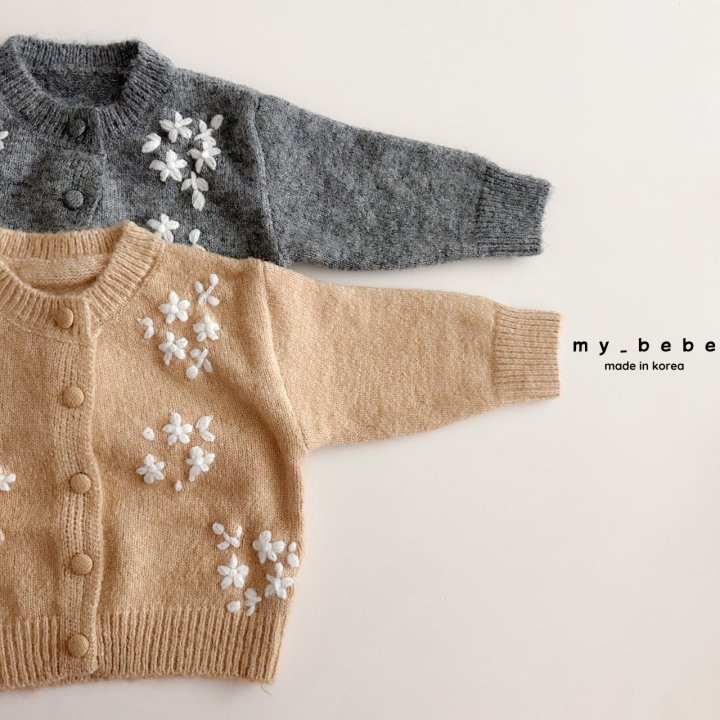 My Bebe - Korean Baby Fashion - #babyoutfit - Floral Embroidered Cardigan - 3