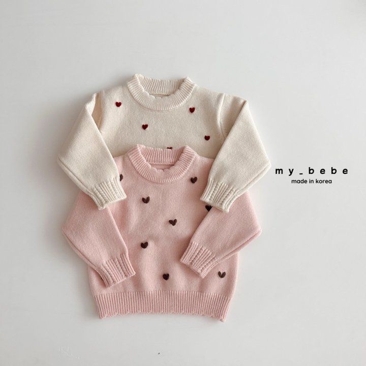 My Bebe - Korean Baby Fashion - #babyoutfit - Heart Boom Knit