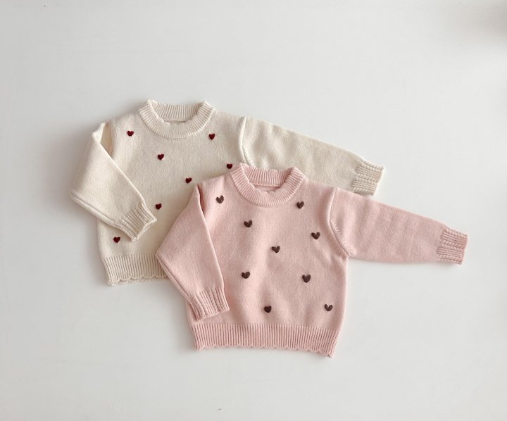 My Bebe - Korean Baby Fashion - #babyoutfit - Heart Boom Knit - 2