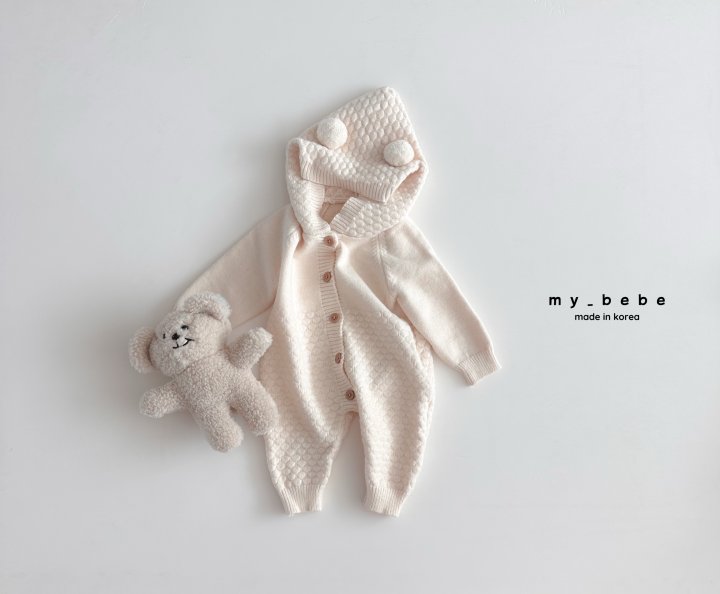 My Bebe - Korean Baby Fashion - #babywear - Pom Pom Hoodie Knit Suit - 6