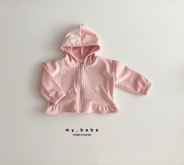 My Bebe - Korean Baby Fashion - #babywear - Velour Frill Hoodie Zip-Up - 5