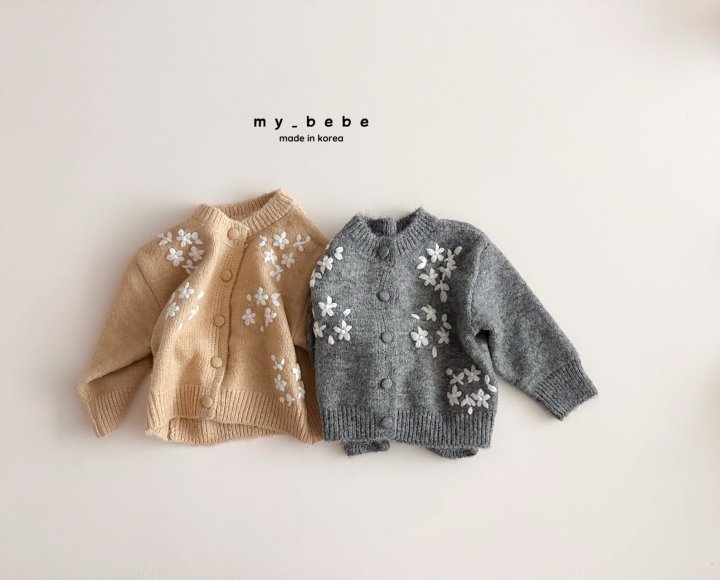 My Bebe - Korean Baby Fashion - #babyoutfit - Floral Embroidered Cardigan - 4
