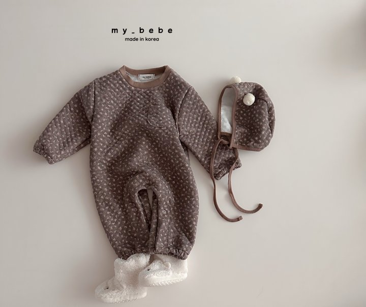 My Bebe - Korean Baby Fashion - #onlinebabyboutique - Quilted Bodysuit Set (Pom Bonnet Set) - 6