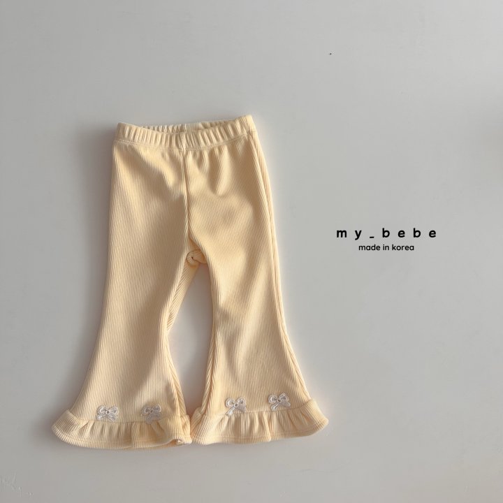 My Bebe - Korean Baby Fashion - #onlinebabyboutique - Velour Frill Bootcut Pants - 10